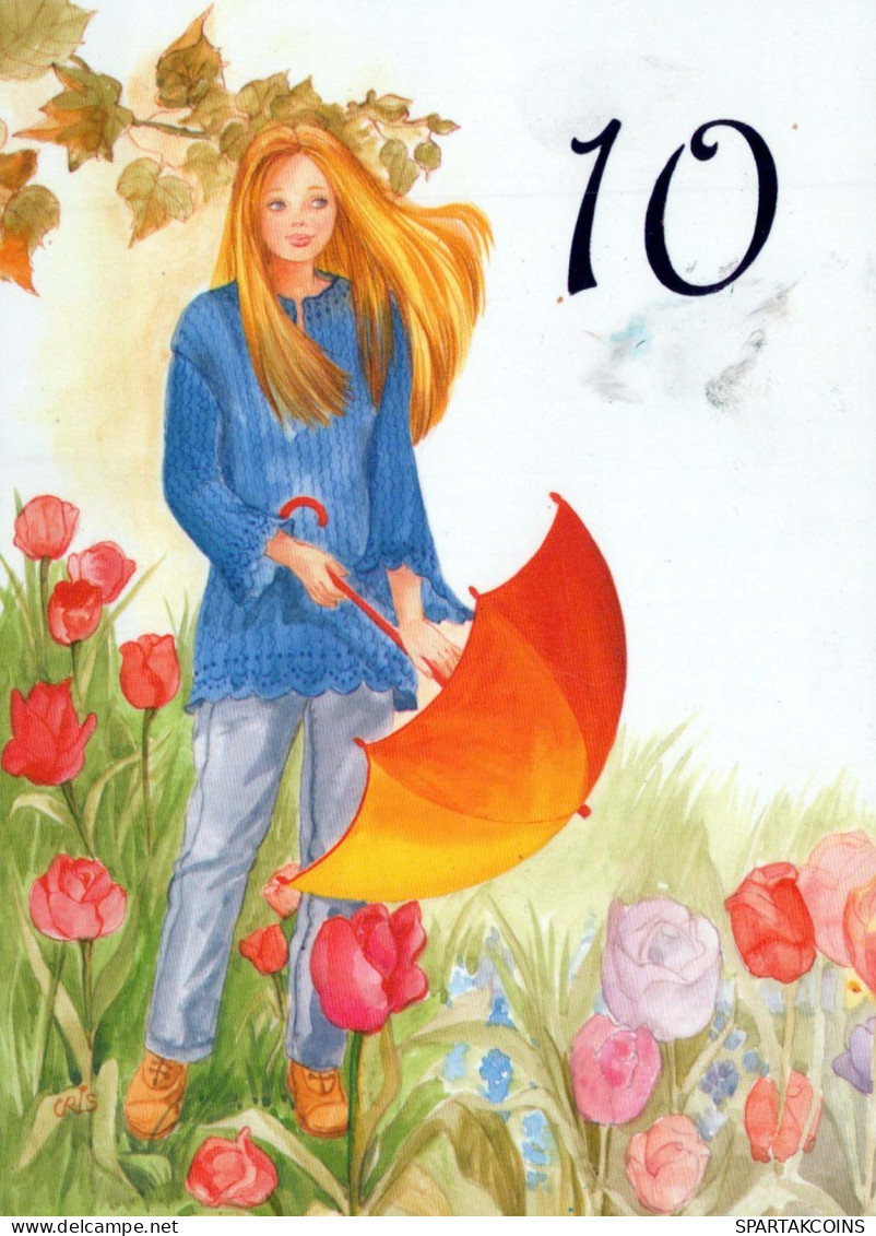 HAPPY BIRTHDAY 10 Year Old GIRL CHILDREN Vintage Postal CPSM #PBT881.A - Verjaardag