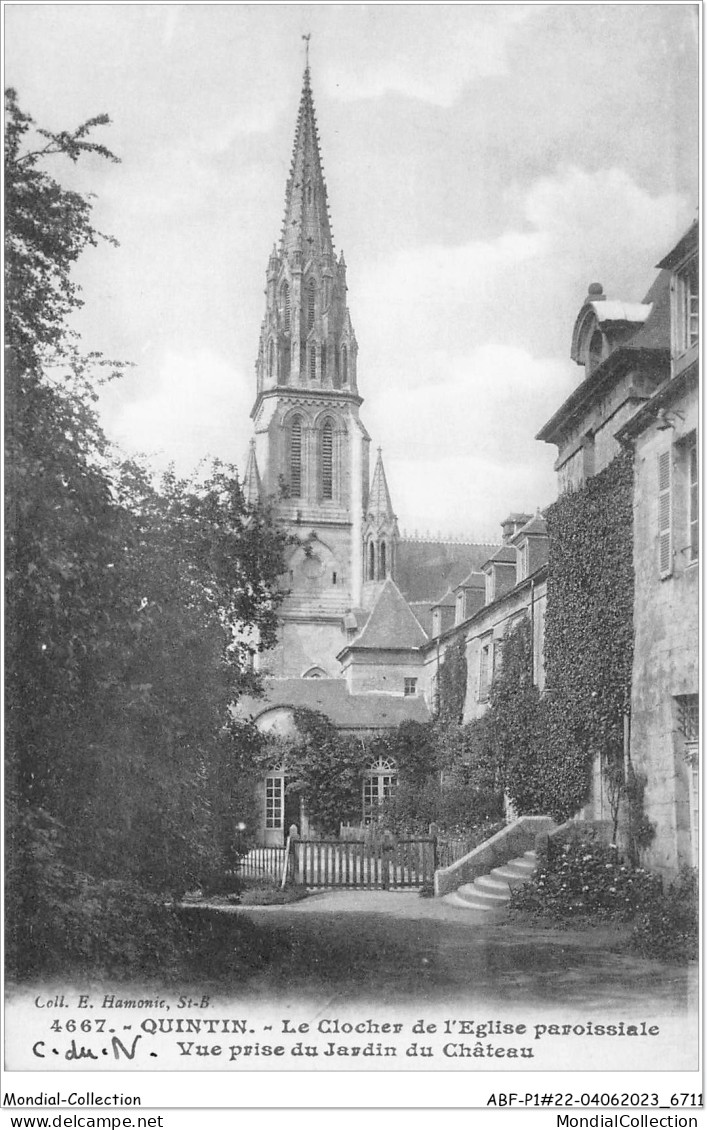 ABFP1-22-0060 - QUINTIN - Le Clocher De L'Eglise Paroissiale-Vue Prise Du Jardin Du Chateau - Quintin