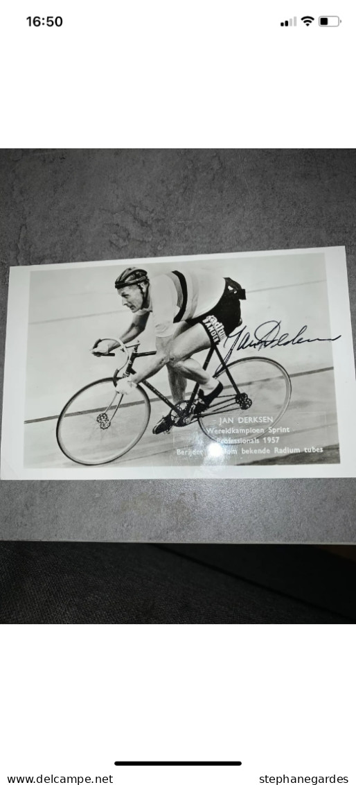 Carte Postale Cyclisme Jan Derksen  Dédicacée Champion Du Monde Sprint 1957 - Cycling