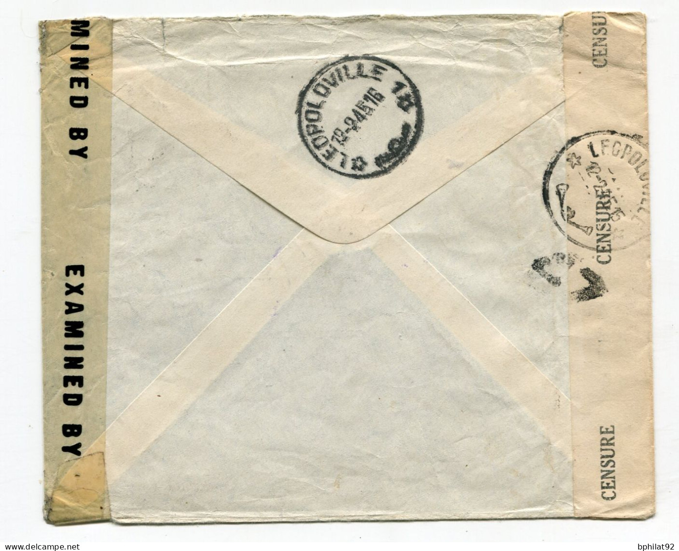 !!! CONGO BELGE, LETTRE PAR AVION DE LEOPOLDVILLE POUR NEW YORK DE 1945 - Briefe U. Dokumente