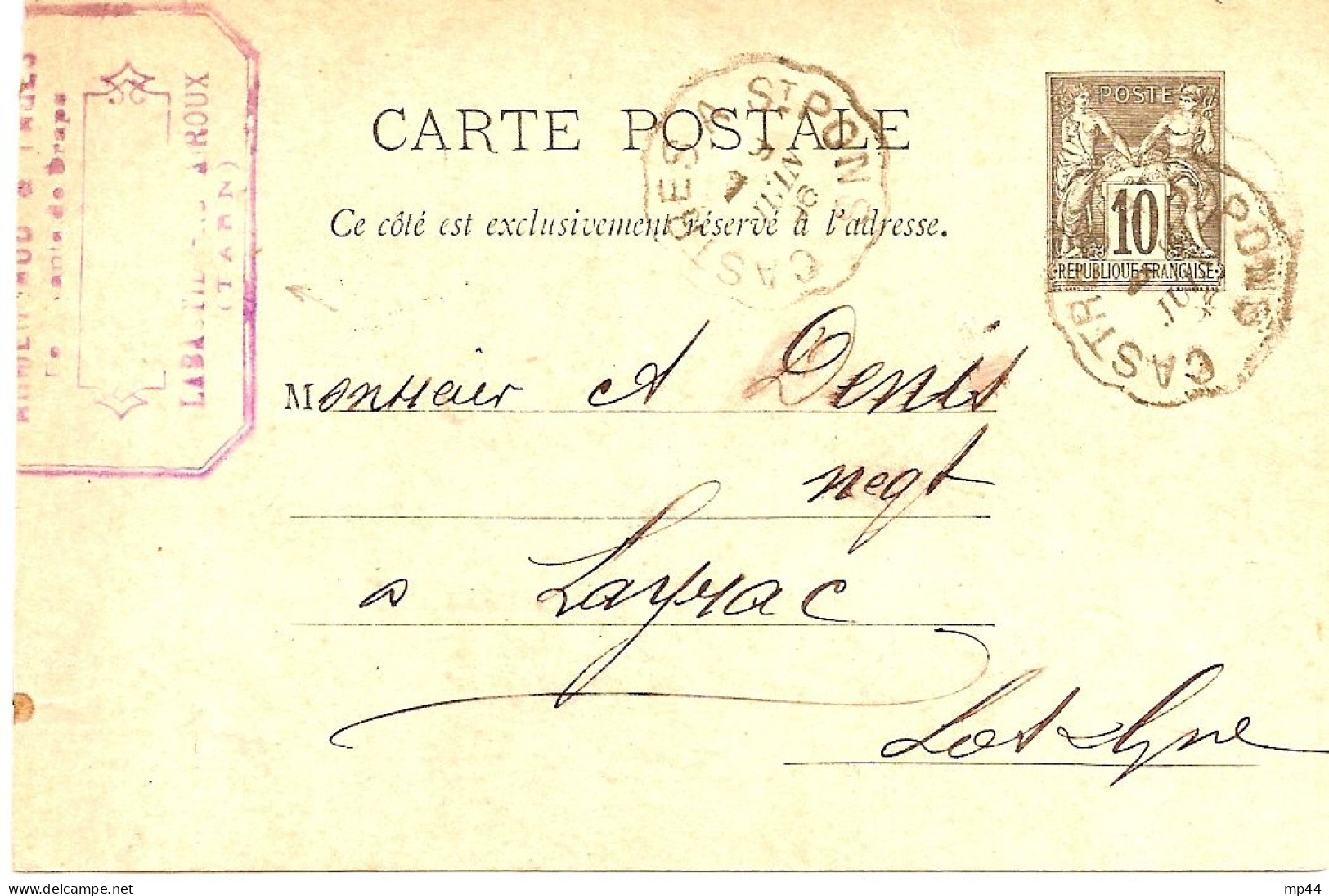 19K1 --- 34 81 CASTRES A ST PONS Départ Labastide-Rouairoux Convoyeur-ligne (mois En Romain) Sage - Railway Post