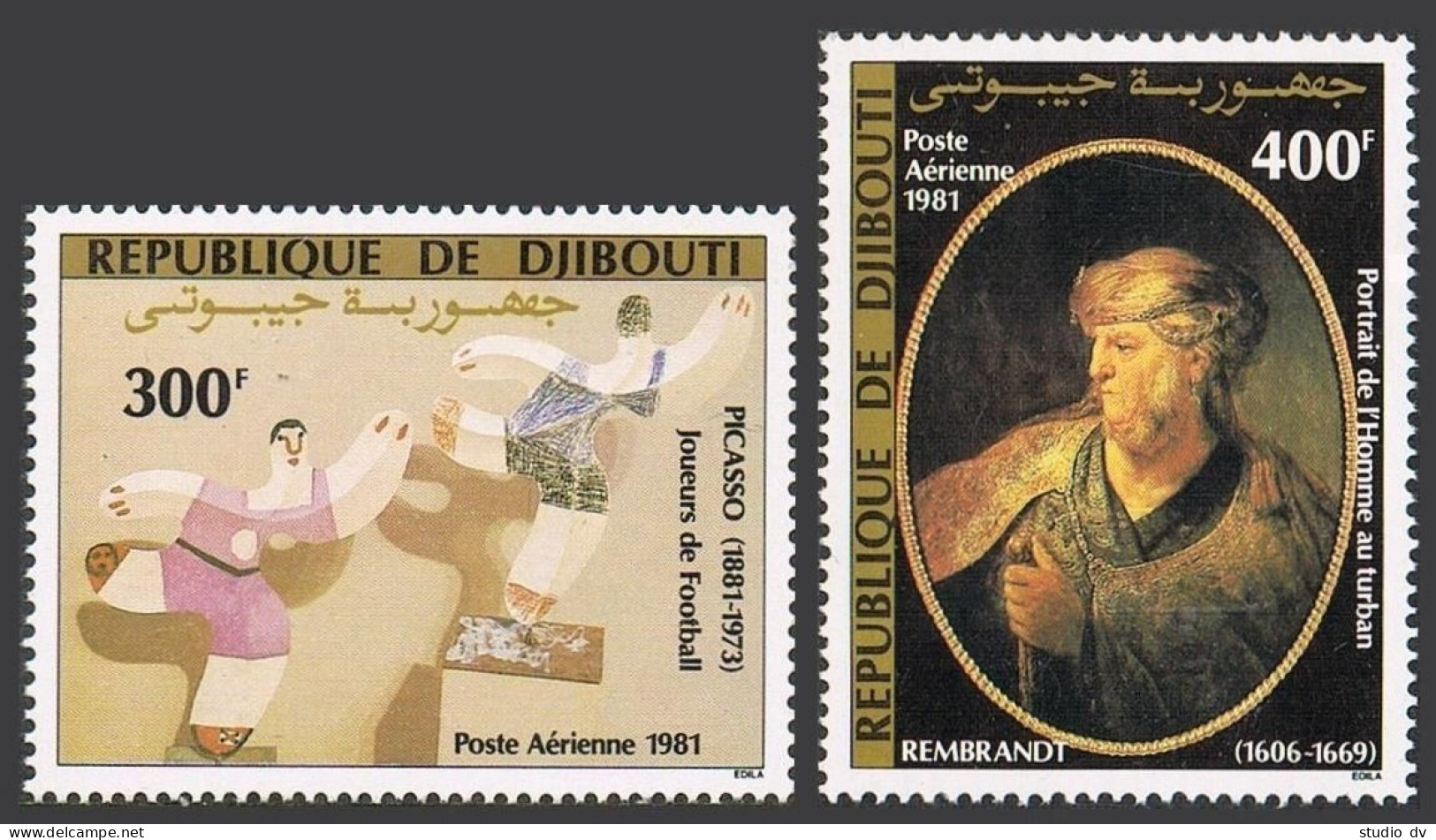 Djibouti C147-C149, MNH. Michel 310-311. Art 1981. Picasso, Rembrandt. - Djibouti (1977-...)