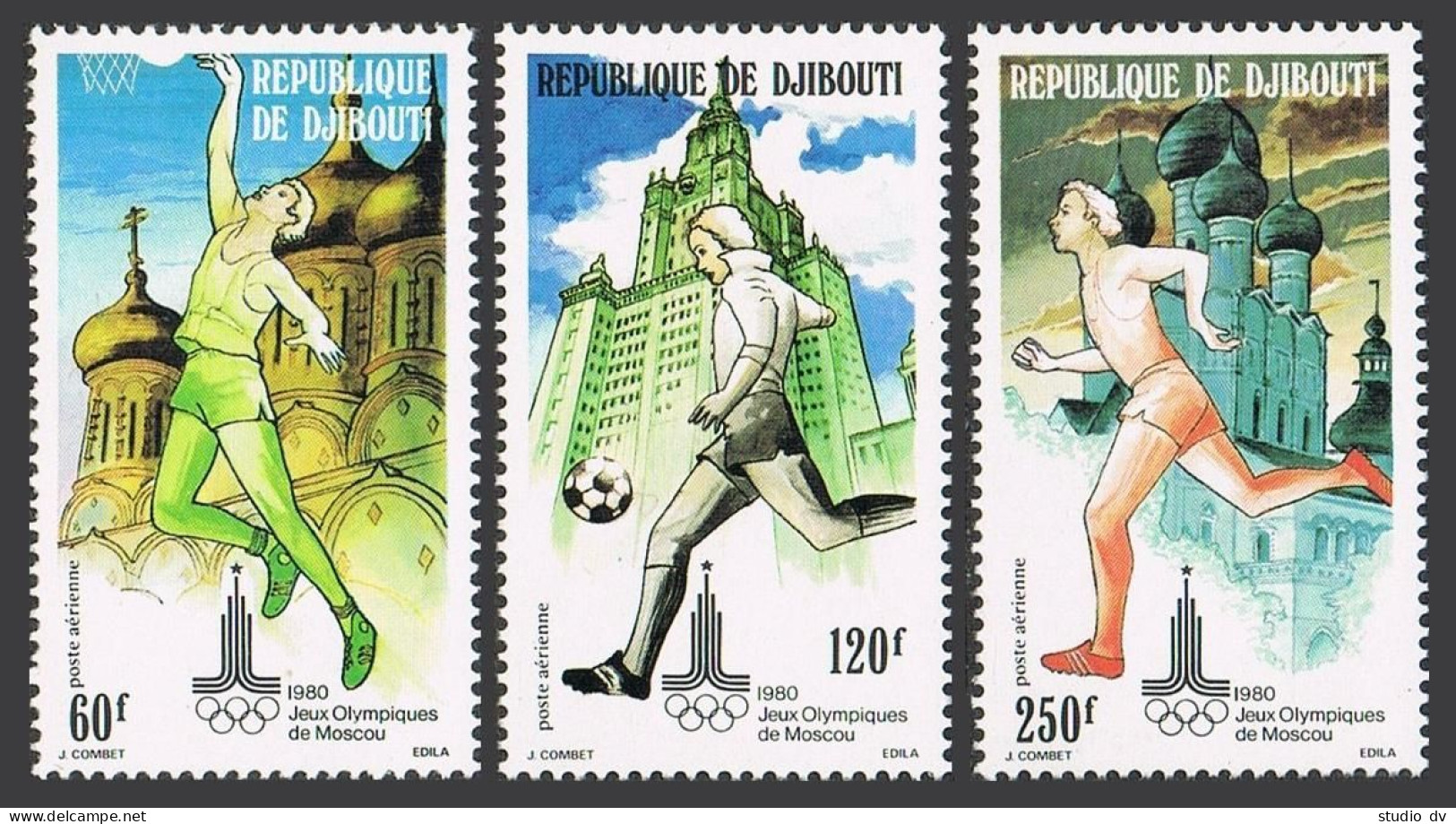 Djibouti C129-C131, MNH. Mi 273-275. Olympics Moscow-1980. Basketball, Soccer, - Djibouti (1977-...)