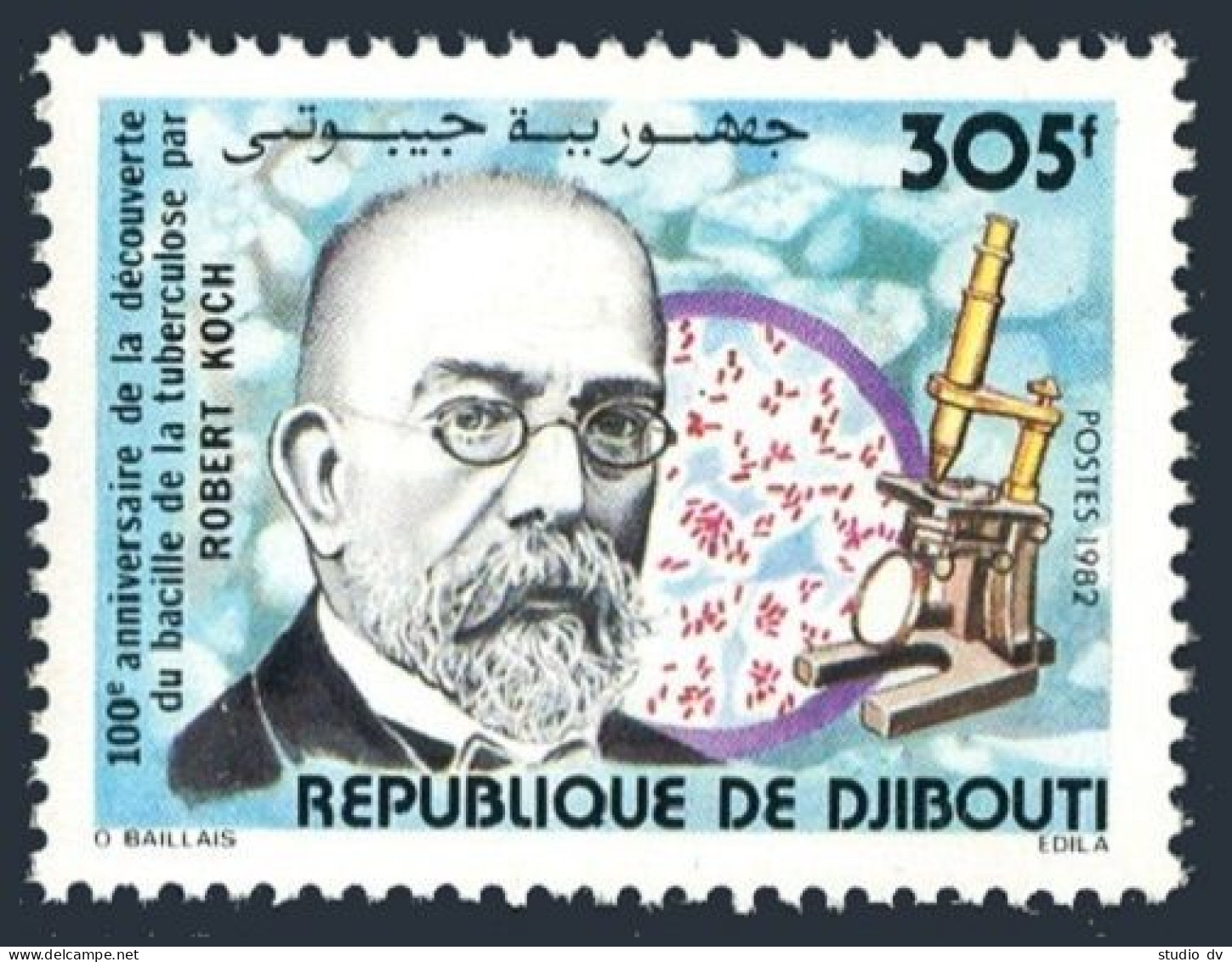 Djibouti 544, MNH. Michel 330. TB Bacillus-100, 1992. Dr Robert Koch. - Djibouti (1977-...)