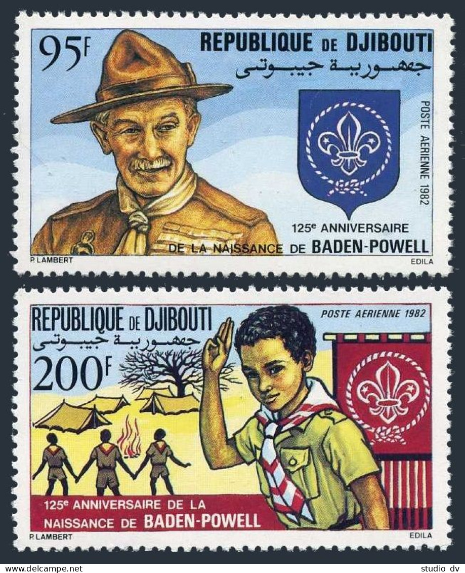 Djibouti C163-C164, MNH. Michel 339-340. Scouting Year 1982. Lord Baden-Powell. - Djibouti (1977-...)