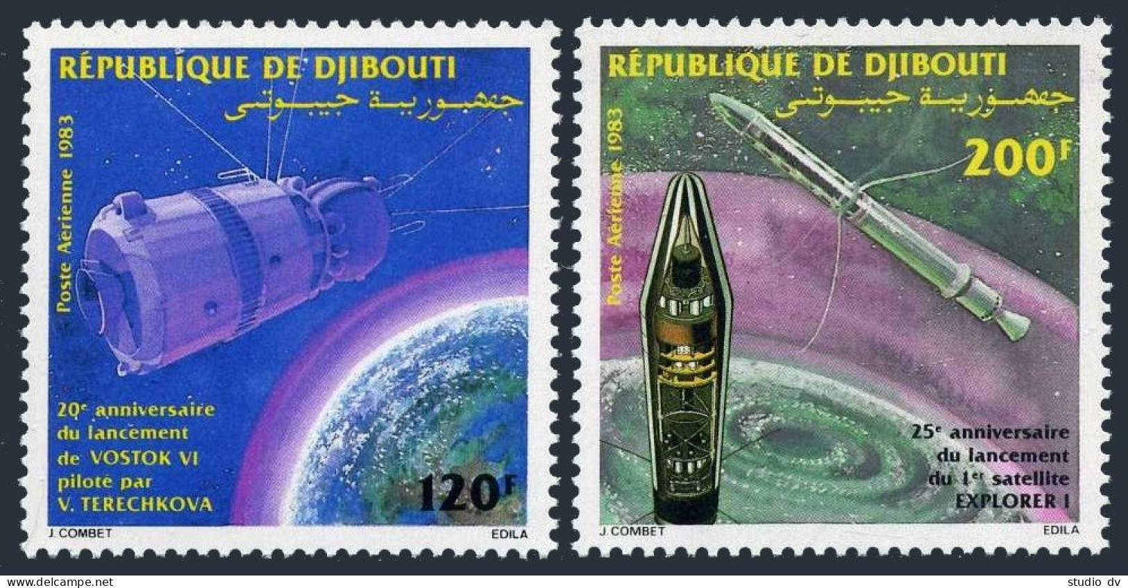 Djibouti C188-C189, MNH. Michel 378-379. Space 1983. Vostok VI, Explorer I. - Djibouti (1977-...)
