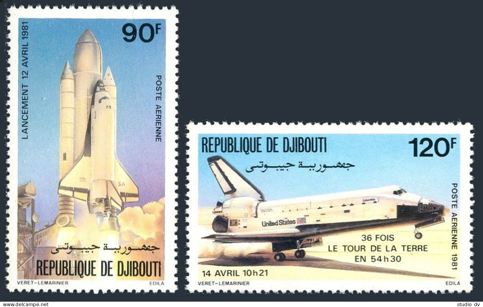 Djibouti C149-C150, MNH. Michel 312-313. Columbia Space Shuttle, 1981. - Gibuti (1977-...)