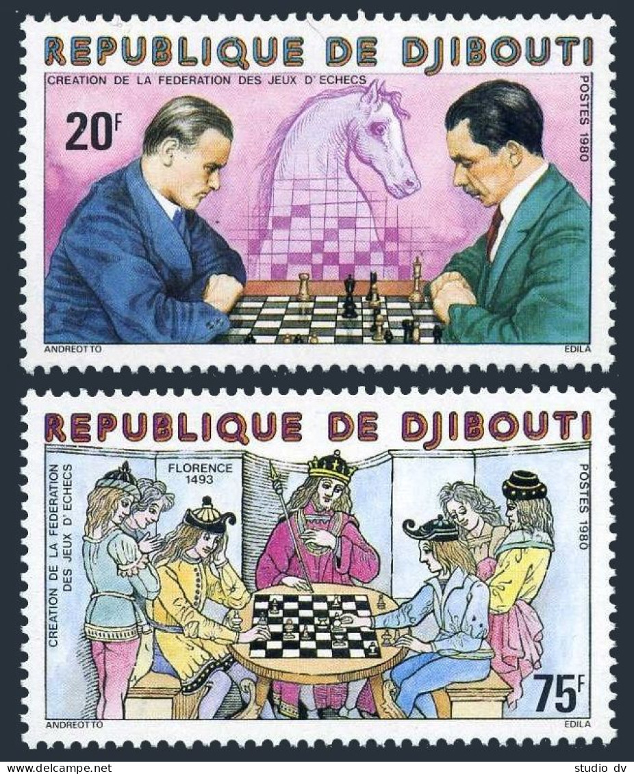 Djibouti 513-514, MNH. Michel 278-279. Chess Federation Creation, 1980. - Djibouti (1977-...)