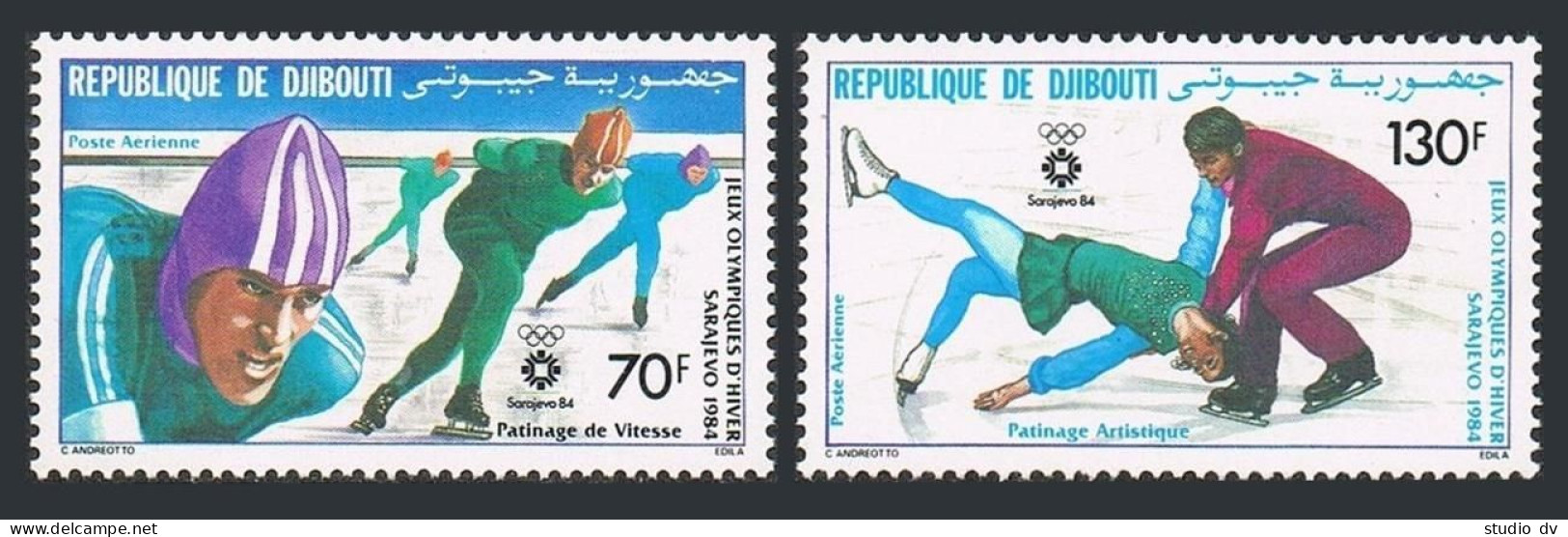 Djibouti C190-C191, MNH. Michel 392-393. Olympics Sarajevo-1984. Skating. - Dschibuti (1977-...)