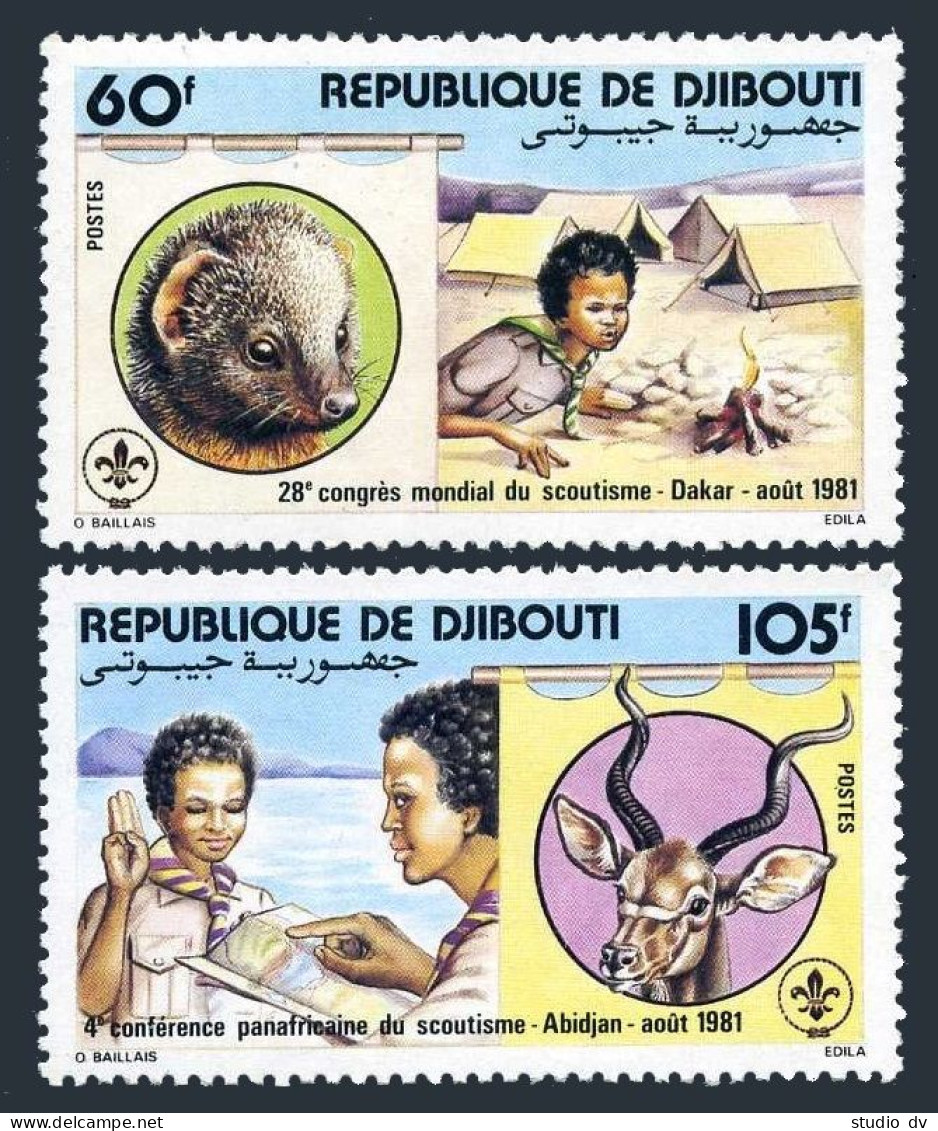 Djibouti 533-534,MNH.Michel 308-309. Scouting Conference 1981.Animals. - Djibouti (1977-...)