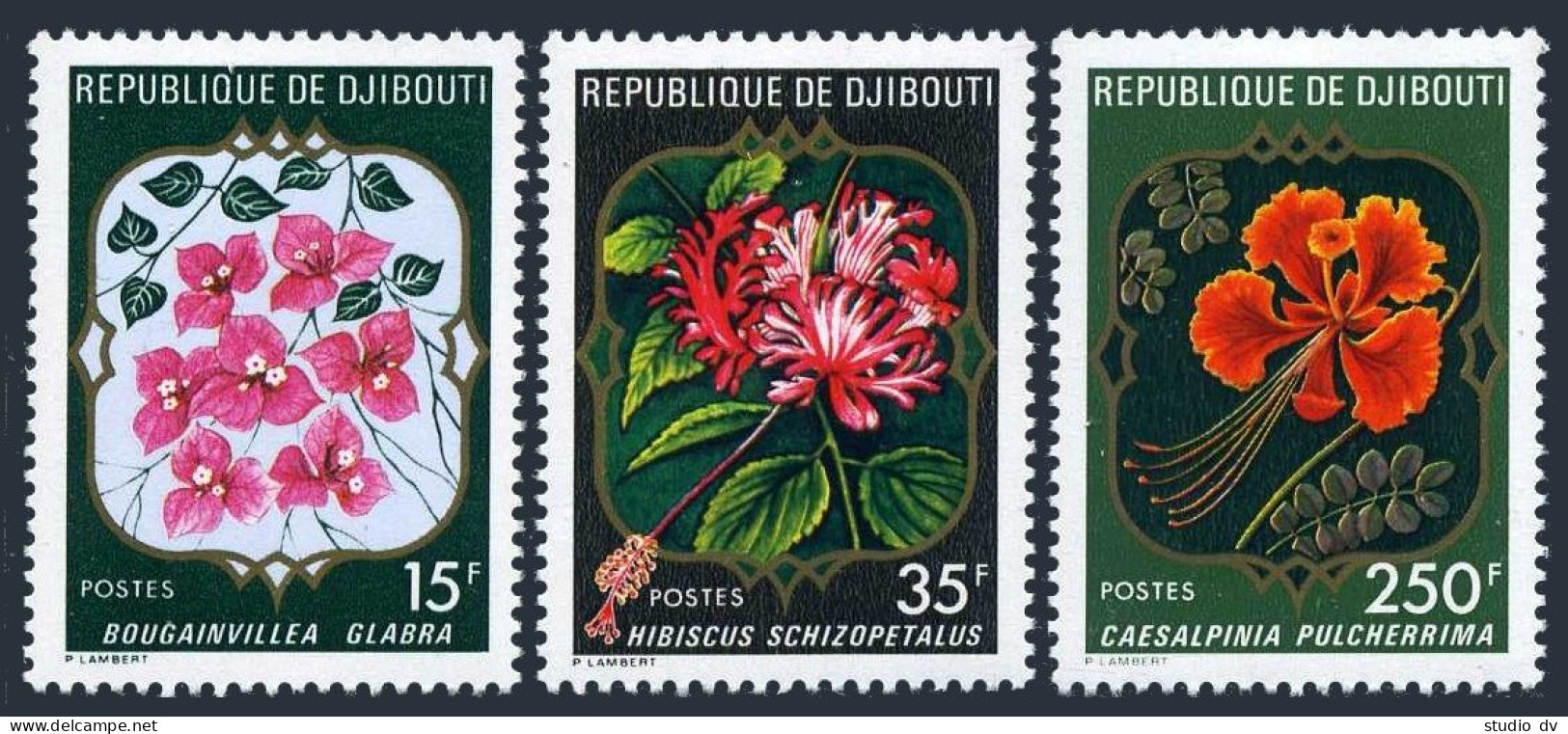 Djibouti 477-479,MNH.Mi 222-224. Flowers 1978.Bougainvillea,Hibiscus,Caesalpinia - Gibuti (1977-...)