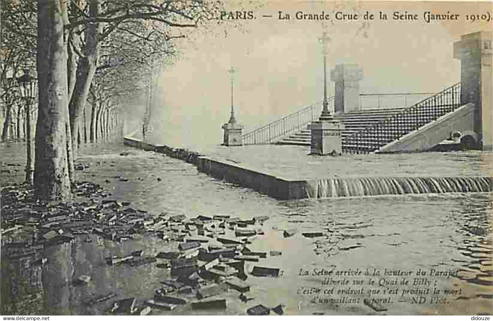 75 - Paris - La Grande Crue De La Seine De Janvier 1910 - La Seine Arrivée à La Hauteur Du Parapet Déborde Sur Le Quai D - Inondations De 1910