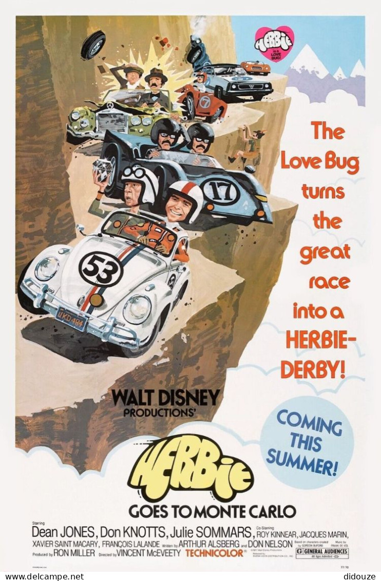 Cinema - Herbie Goes To Monte-Carlo - Dean Jones - Don Knotts - Julie Sommars - Illustration Vintage - Affiche De Film - - Posters Op Kaarten