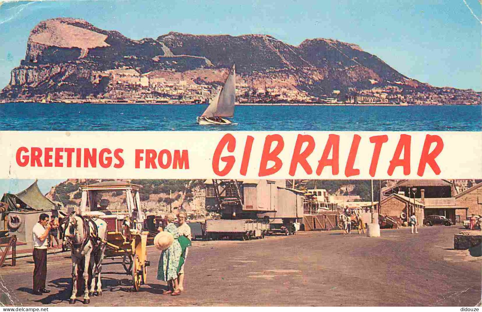 Gibraltar - Multivues - Chevaux - CPM 14 X 9 Cms - Etat Pli Visible - Voir Scans Recto-Verso - Gibraltar