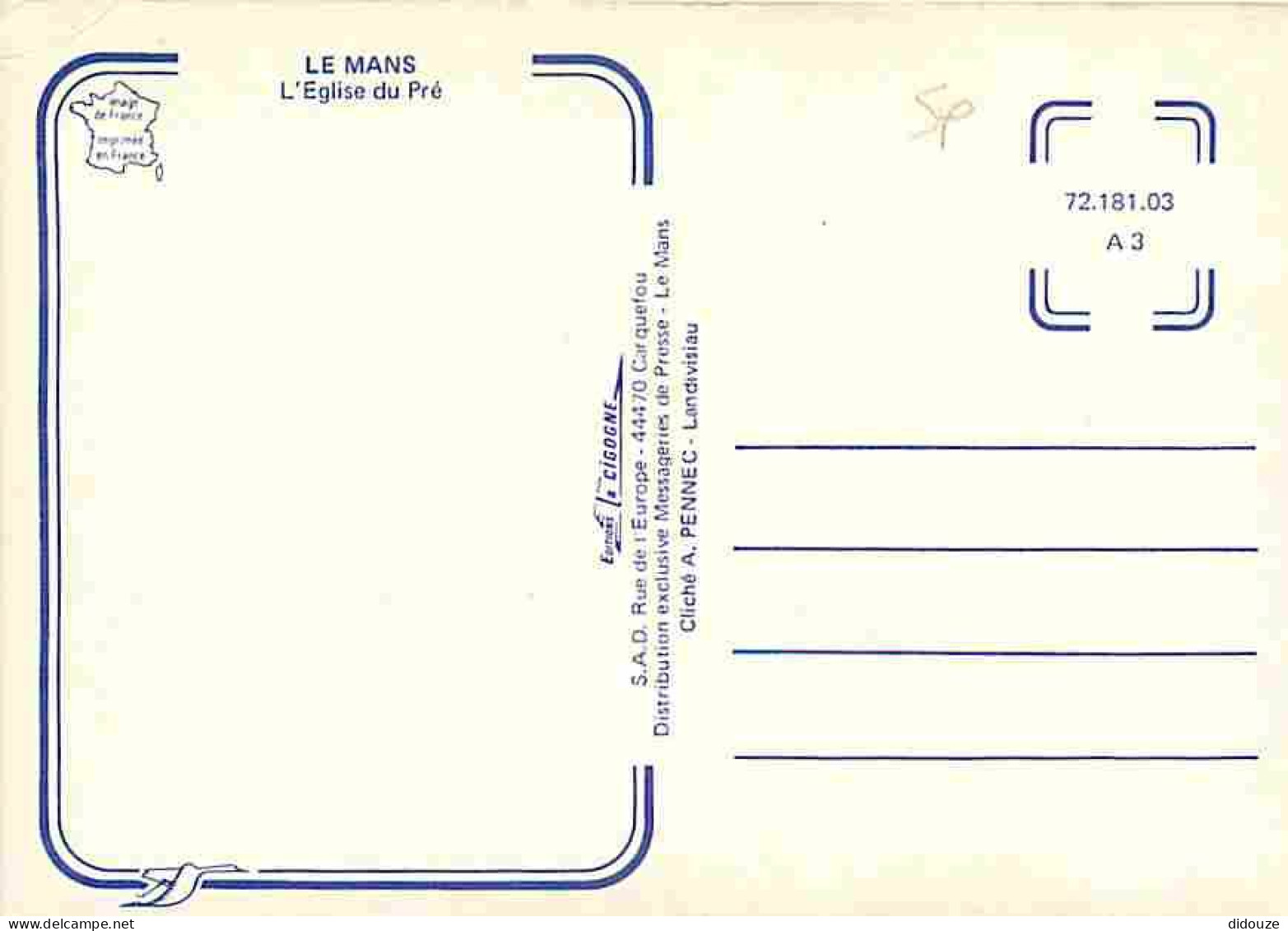72 - Le Mans - L'Eglise Du Pré - Etat Léger Pli Visible - CPM - Voir Scans Recto-Verso - Le Mans