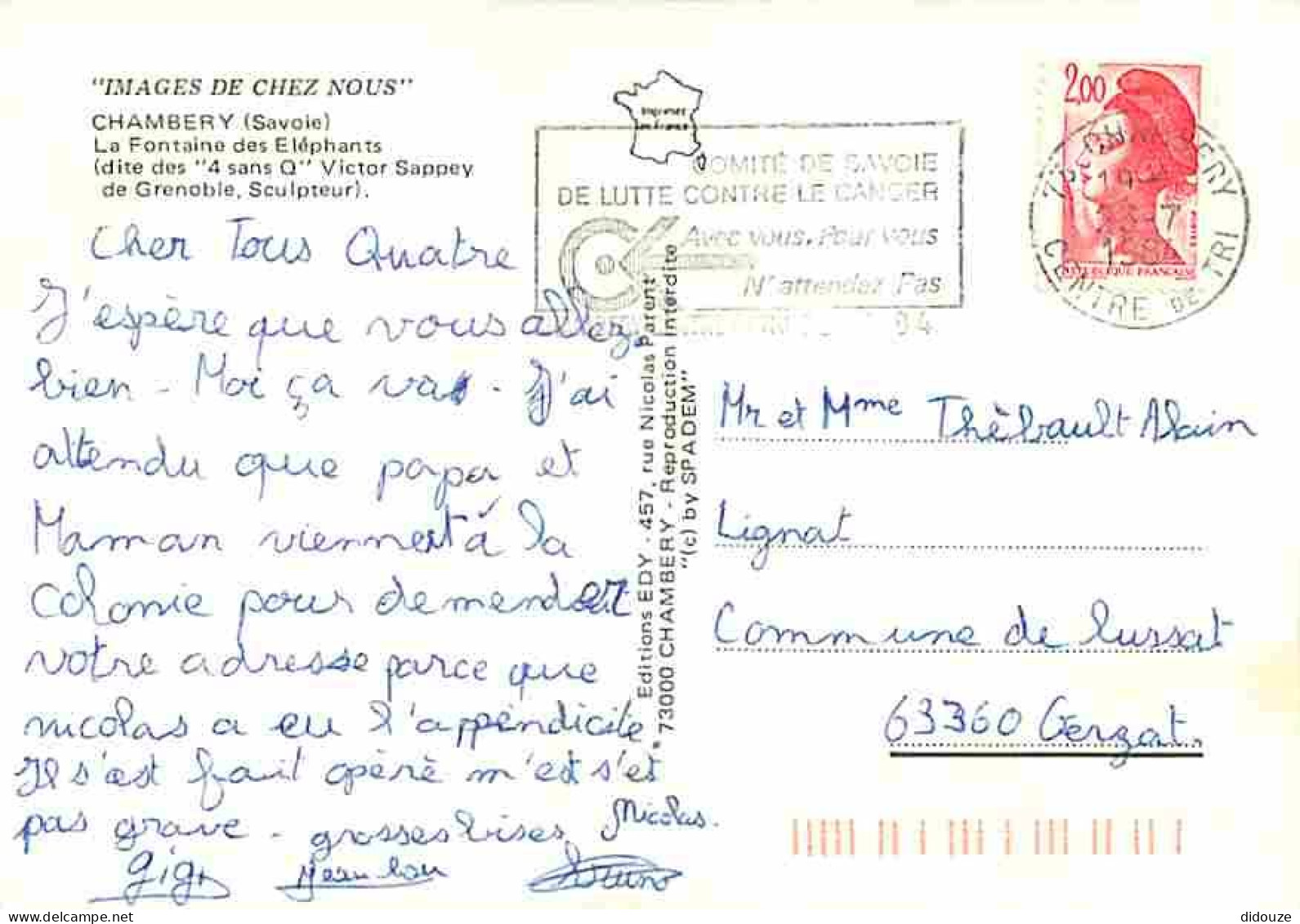 73 - Chambéry - La Fontaine Des Eléphants - CPM - Voir Scans Recto-Verso - Chambery