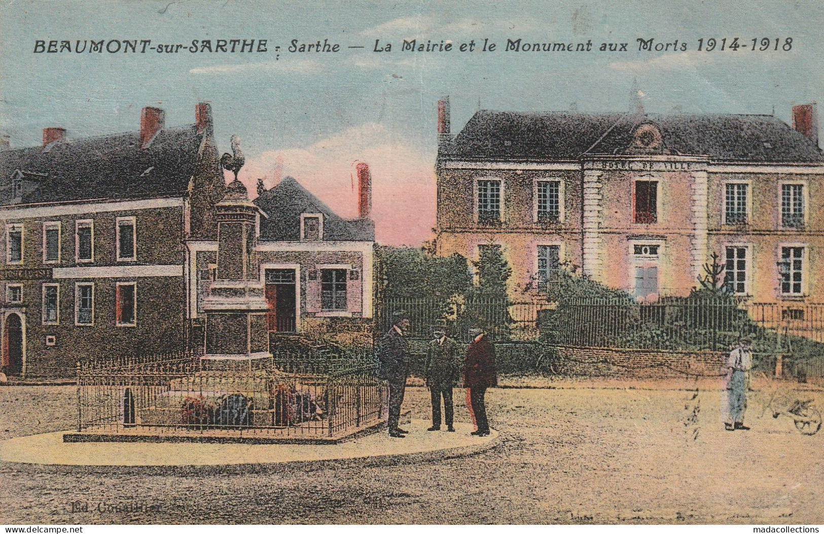 Beaumont Sur Sarthe  (72 - Sarthe) La Mairie Et Le Monument Aux Morts - Beaumont Sur Sarthe