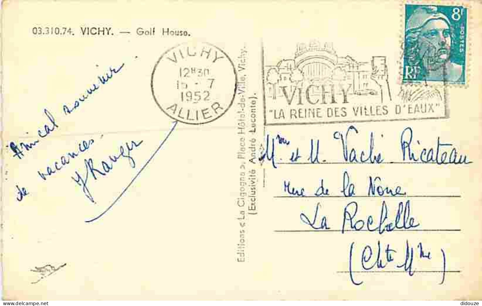 03 - Vichy - Le Golf House - Voir Timbre - Marianne De Gandon - Flamme Postale - CPM - Voir Scans Recto-Verso - Vichy