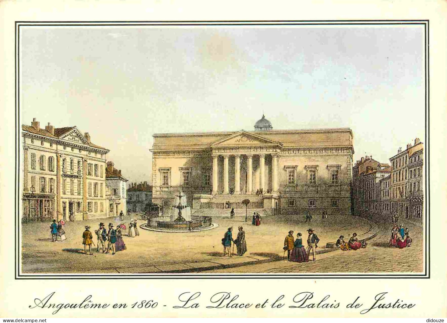 16 - Angouleme - Vieille Gravure De 1860 - La Place Et Le Palais De Justice En 1860 - Art Peinture - CPM - Voir Scans Re - Angouleme