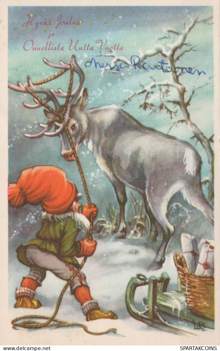 PÈRE NOËL Bonne Année Noël GNOME Vintage Carte Postale CPSMPF #PKG522.A - Santa Claus