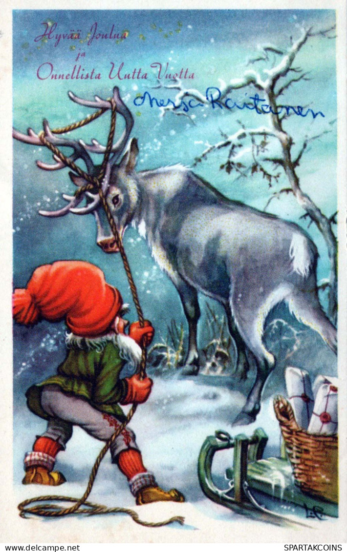 PÈRE NOËL Bonne Année Noël GNOME Vintage Carte Postale CPSMPF #PKG522.A - Santa Claus