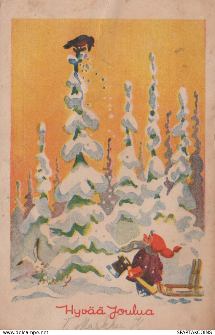 SANTA CLAUS Happy New Year Christmas GNOME Vintage Postcard CPSMPF #PKD935.A - Santa Claus