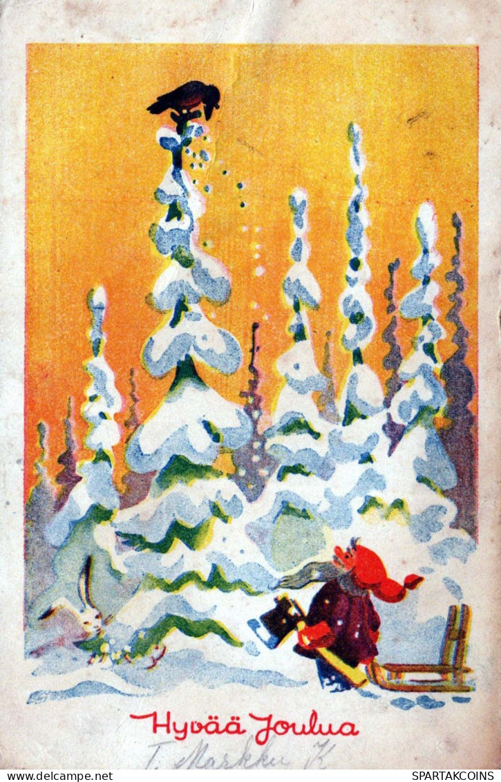 SANTA CLAUS Happy New Year Christmas GNOME Vintage Postcard CPSMPF #PKD935.A - Santa Claus