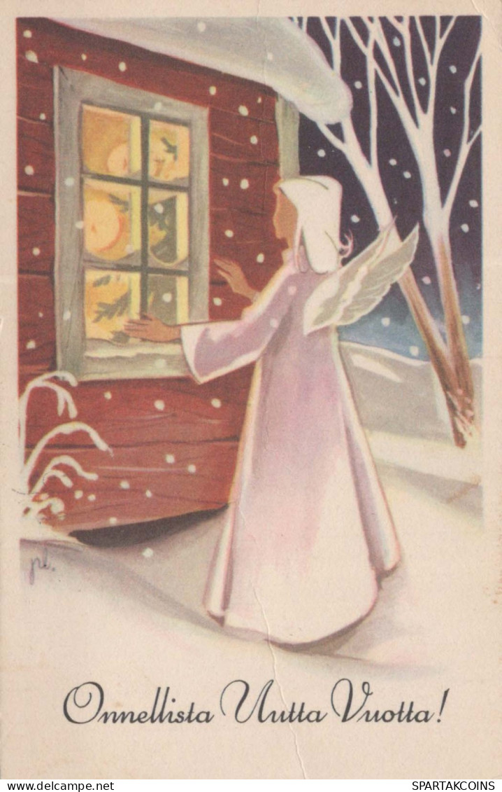 ANGELO Natale Vintage Cartolina CPSMPF #PKD762.A - Angels