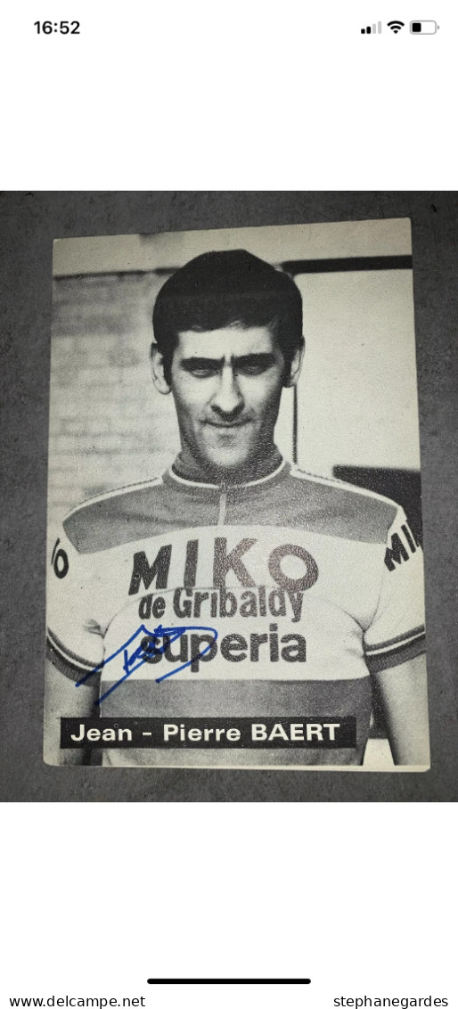 Carte Postale Cyclisme Jean Pierre Baert  Dédicacée Cycle Miko Superia - Cycling