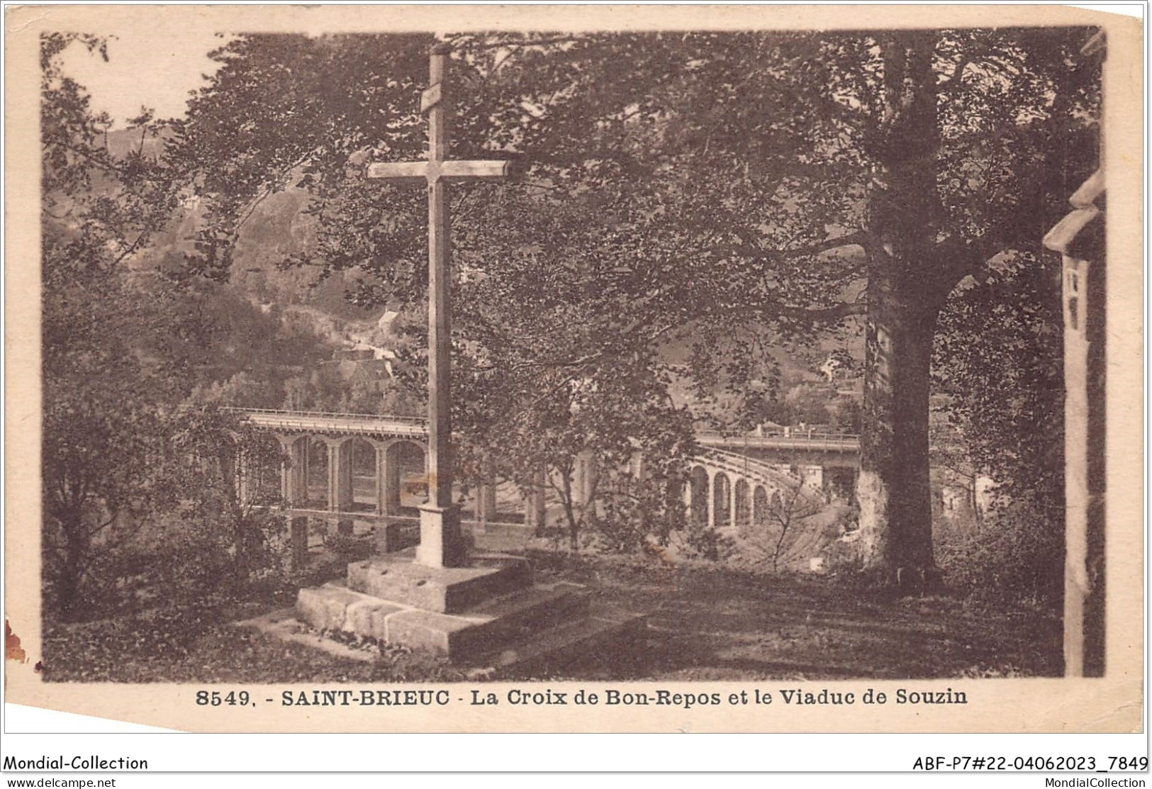 ABFP7-22-0631 - SAINT-BRIEUC - La Croix De Bon Repos Et Le Viaduc De Souzin  - Saint-Brieuc