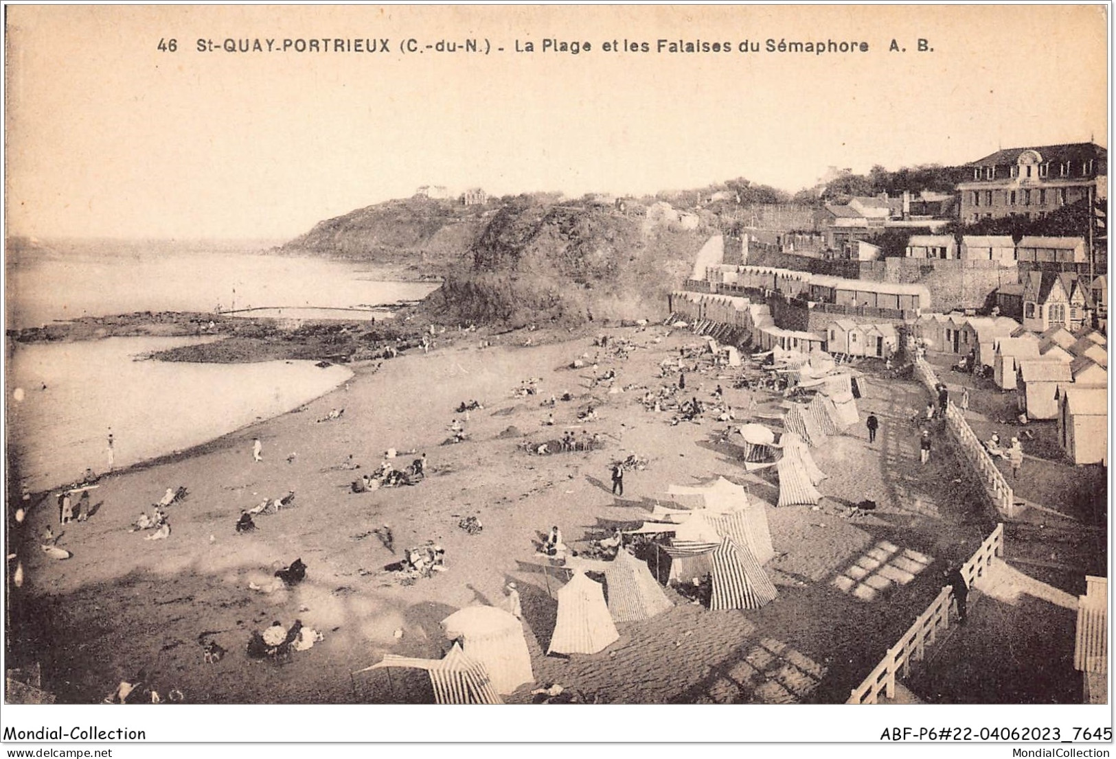 ABFP6-22-0528 - SAINT-QUAY-PORTRIEUX - La Plage Et Les Falaises Du Semaphore  - Saint-Quay-Portrieux