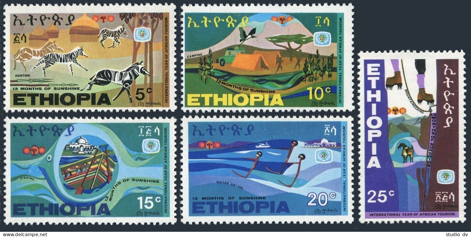 Ethiopia 536-540, Hinged. Mi 620-624. Year Of African Tourism, 1969.Zebras, Bird - Ethiopia