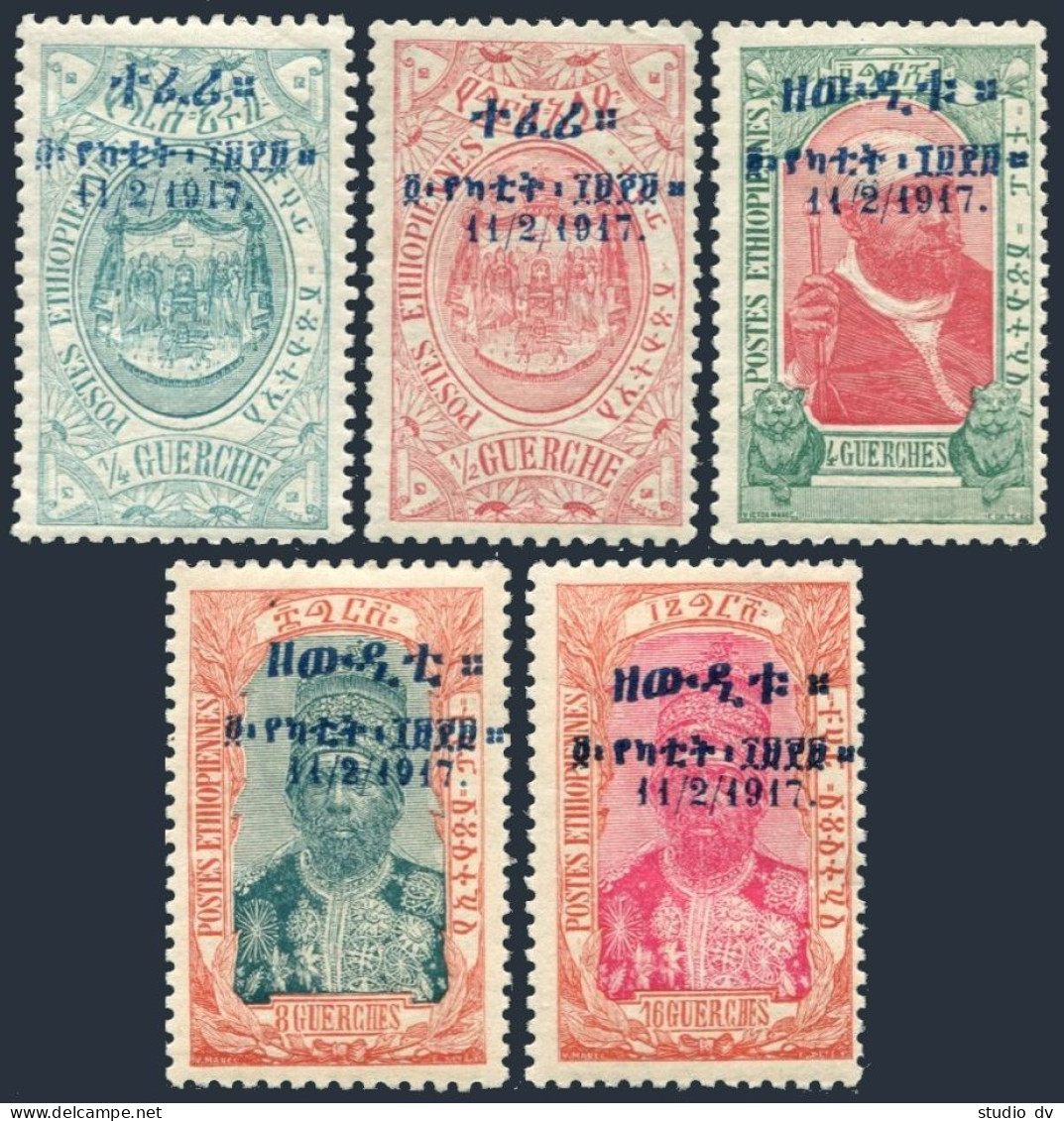 Ethiopia 108-109,113-115,hinged.Mi 53-54,57-59. Empress Zauditu,coronation,1917. - Äthiopien