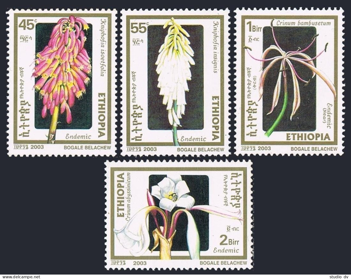 Ethiopia 1654-1657, MNH. Flowers 2003. Kniphofia Isoetfolia & Insignis,Crinum. - Äthiopien