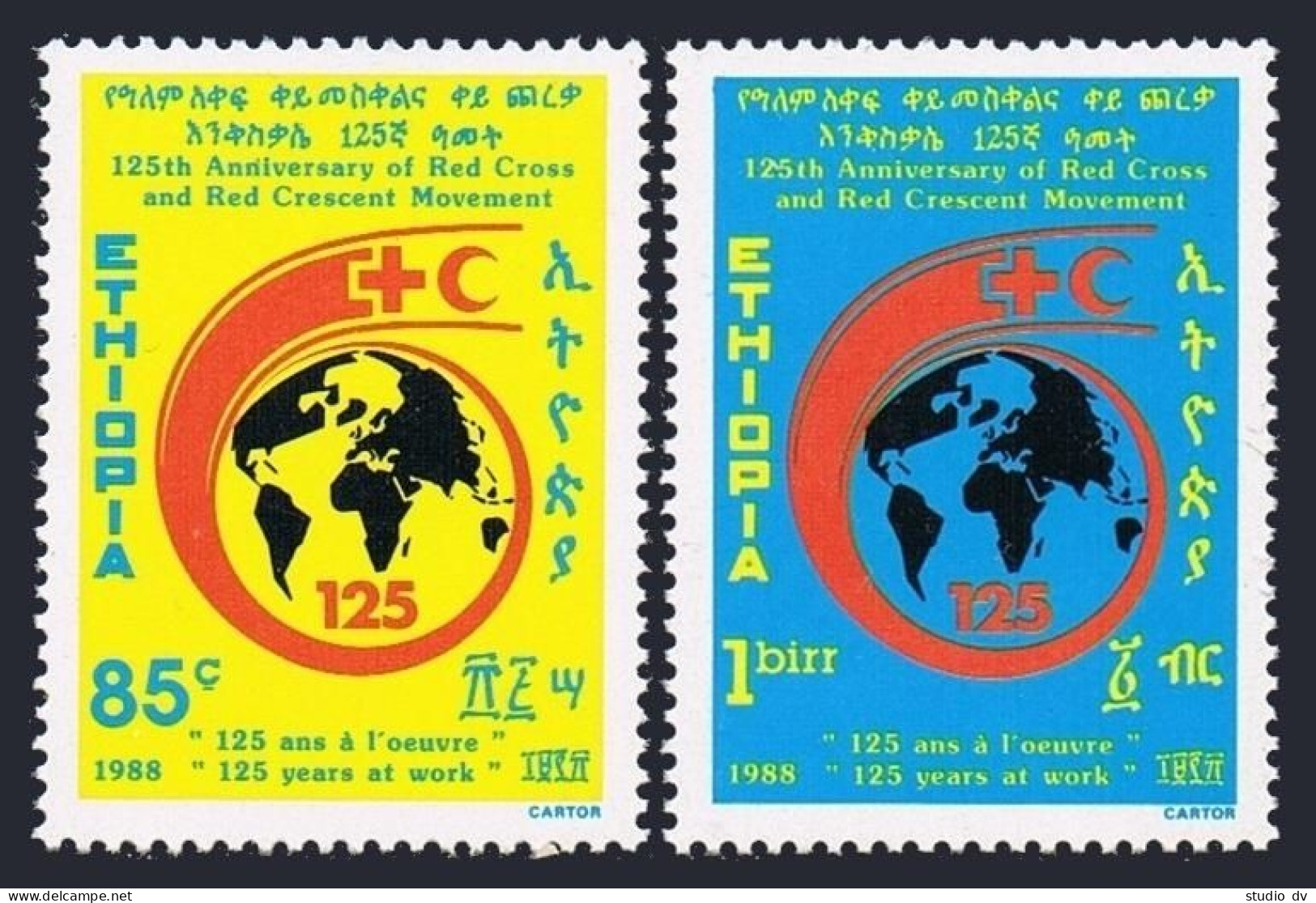 Ethiopia 1206-1207, MNH. Michel 1288-1289. Red Cross And Red Crescent, 125,1988. - Äthiopien