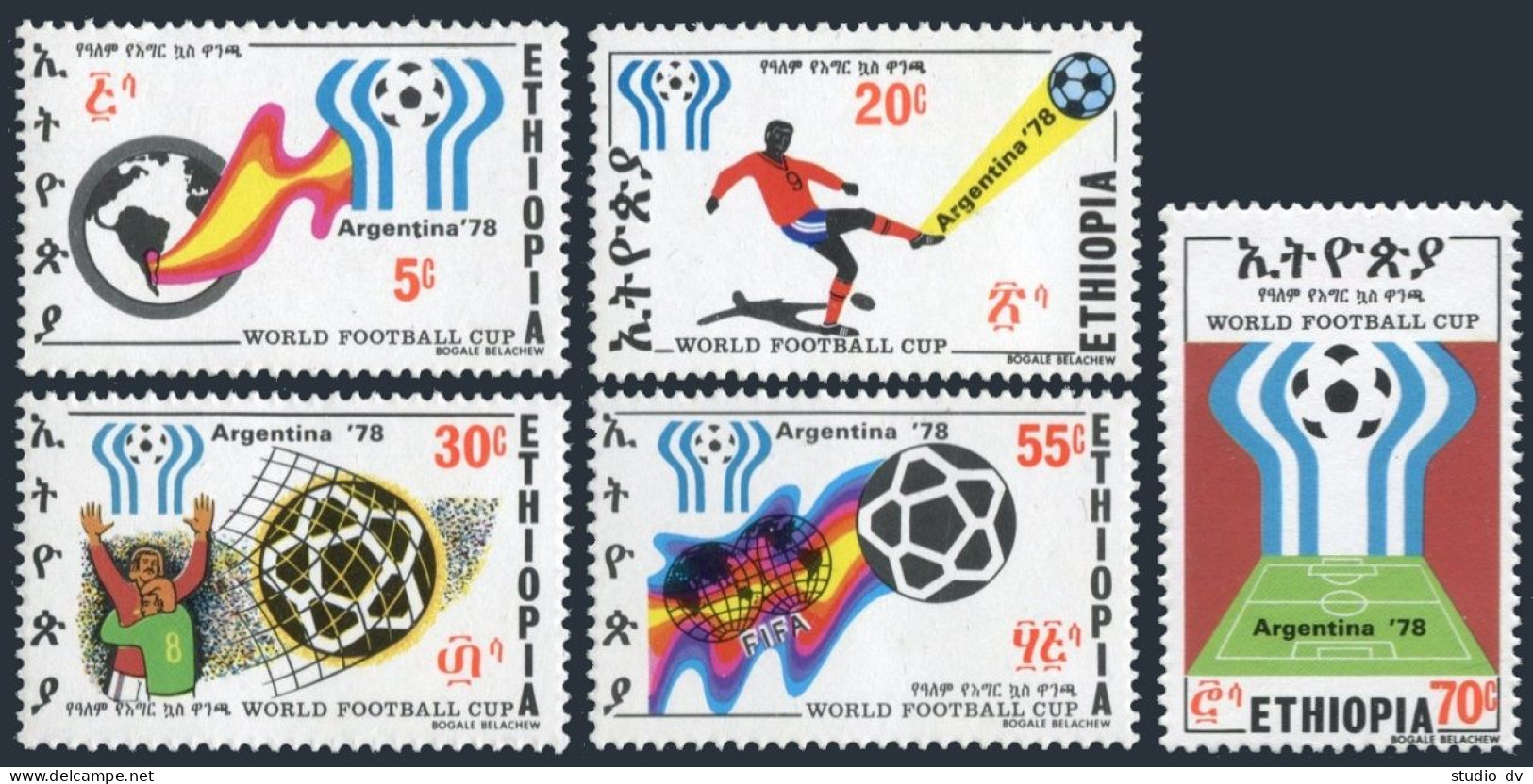 Ethiopia 884-888, MNH. Michel 970-974. World Soccer Cup Argentina-1978. - Ethiopië