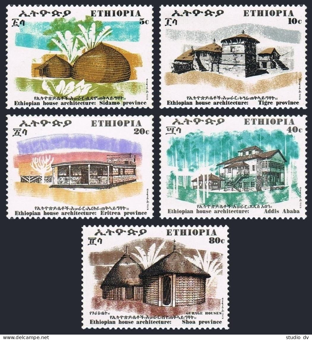 Ethiopia 620-624, MNH. Mi 706-710. Architecture,Houses, 1972. Sidamo,Tigre,Shoa, - Ethiopia