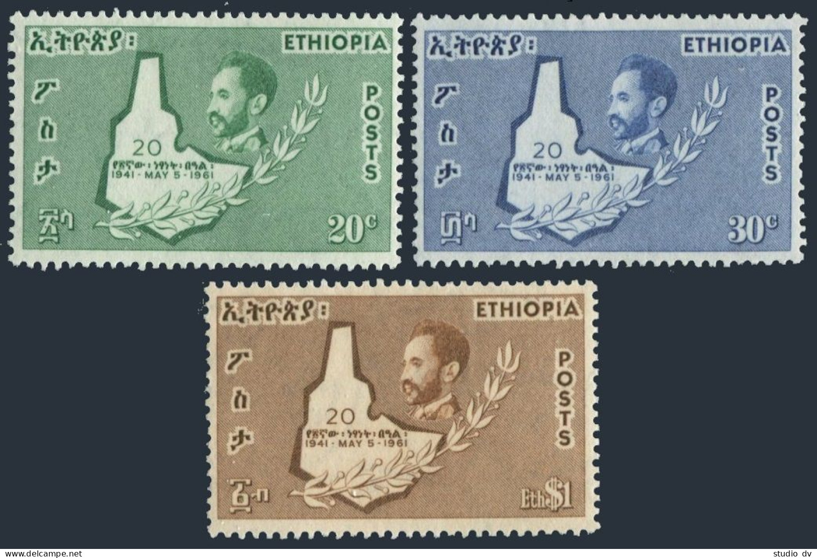 Ethiopia 366-368, MNH. Michel 405-407. Ethiopian Liberation From Italy, 20, 1961 - Ethiopia