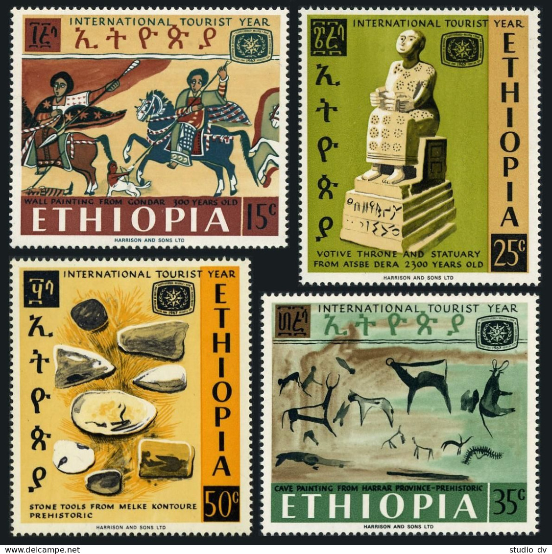 Ethiopia 488-491, MNH. Mi 572-575. ITY-1967. Wall,cave Painting, Votive Throne, - Ethiopie