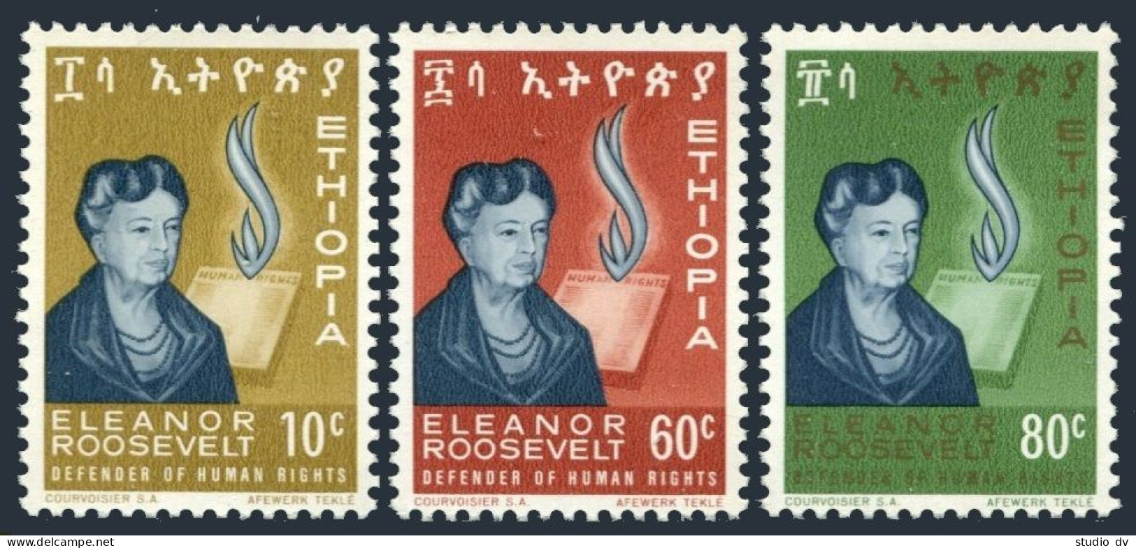 Ethiopia 425-427, MNH. Michel 483-485. Eleanor Roosevelt, 1964. - Ethiopie