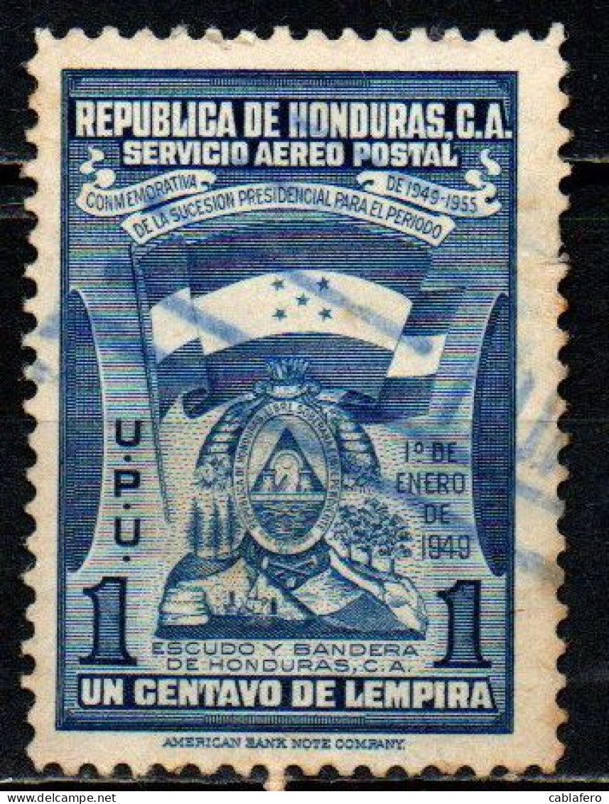 HONDURAS - 1949 - BANDIERA E STEMMA DELL'HONDURAS - USATO - Honduras