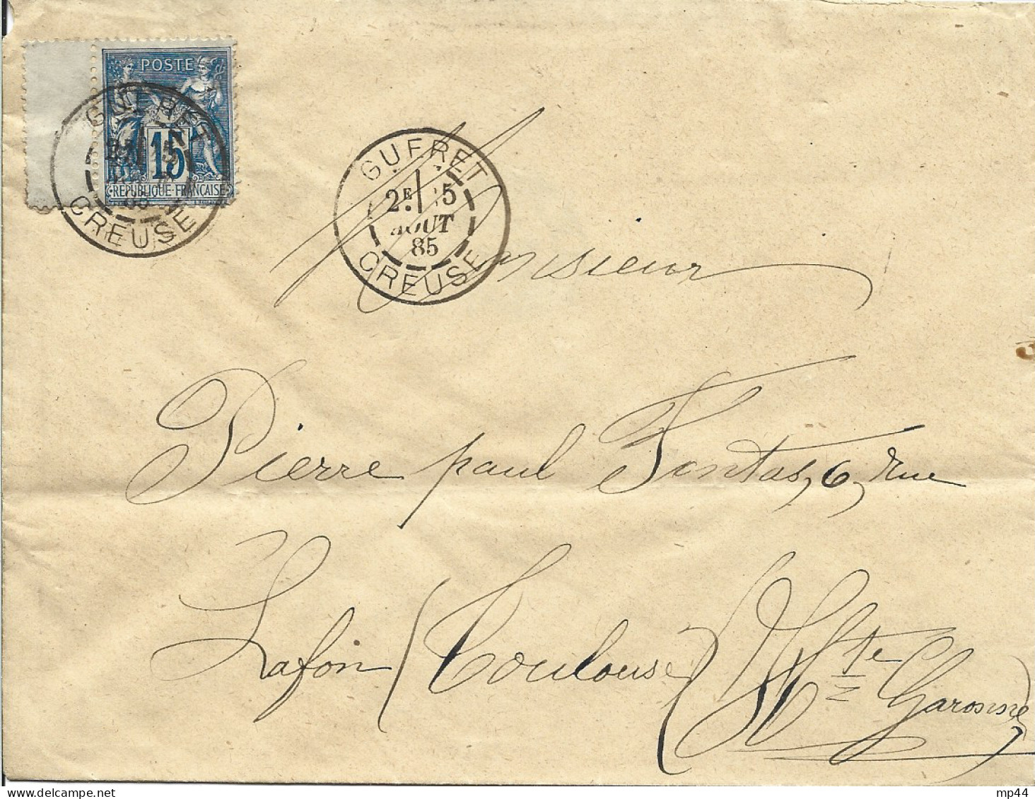 3L1 --- 23 GUERET A1 Sage Pour TOULOUSE 4è Type 15 1885 - 1877-1920: Semi Modern Period