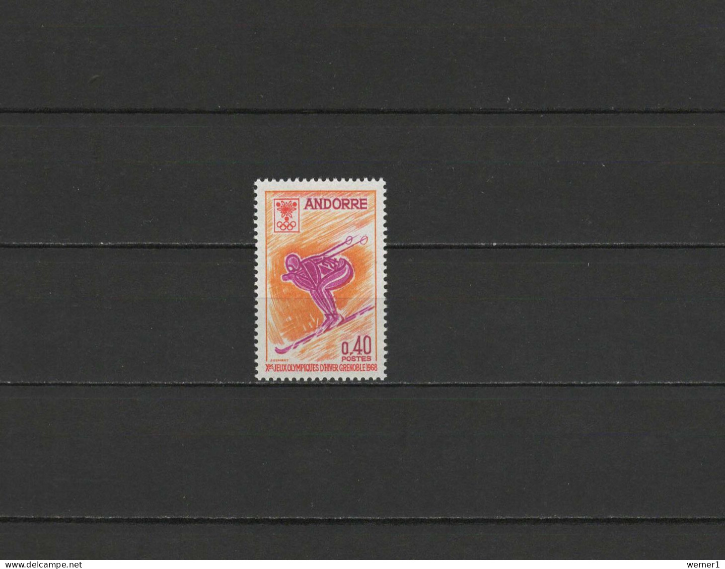 Andorra French 1968 Olympic Games Grenoble Stamp MNH - Hiver 1968: Grenoble