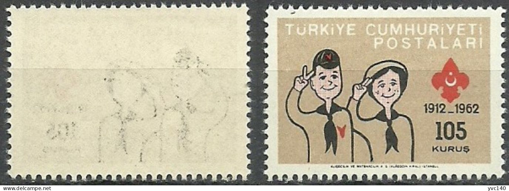 Turkey; 1962 50th Anniv. Of Turkish Scout Movement 105 K. "Abklatsch Print" - Neufs