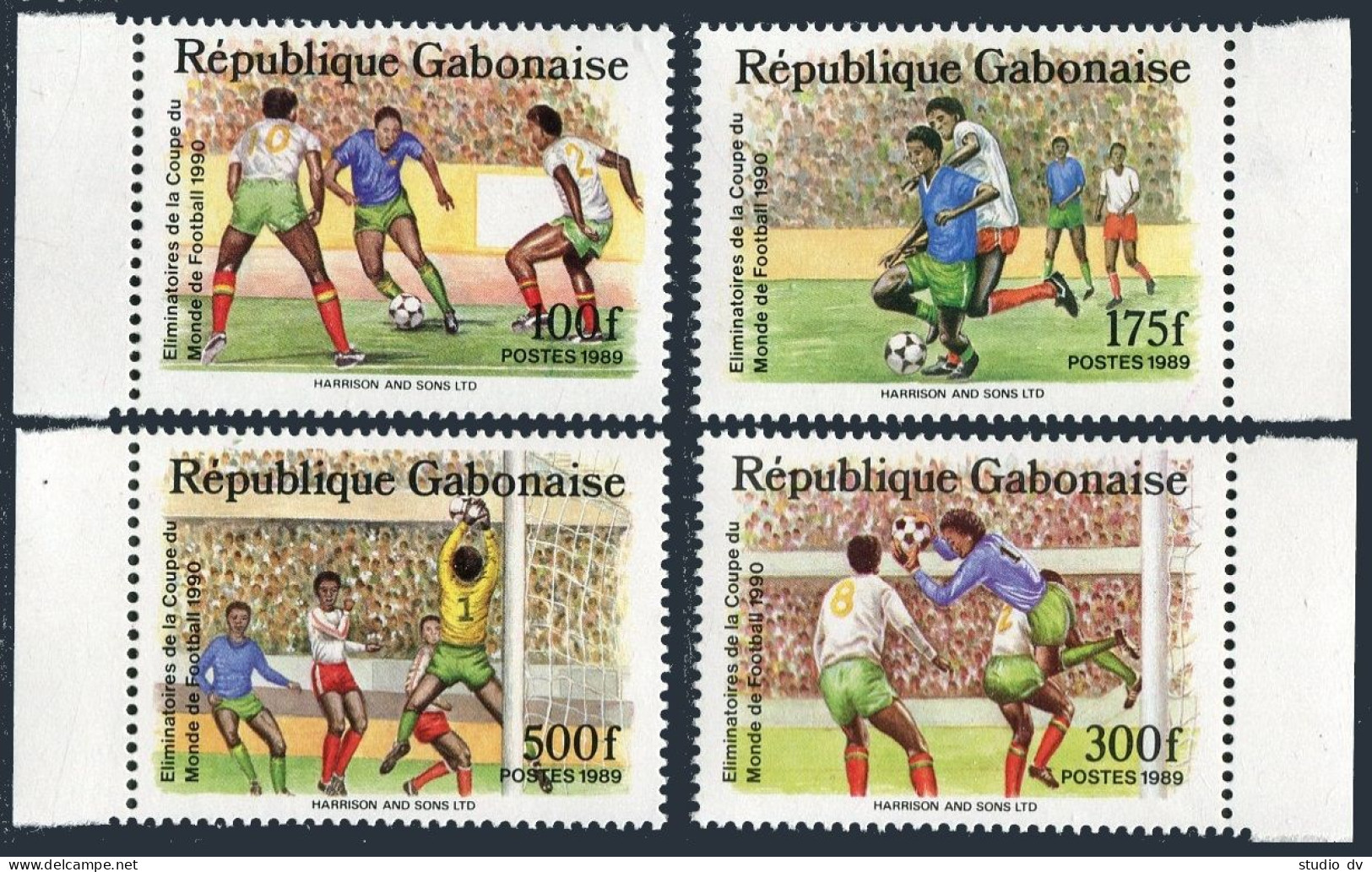 Gabon 672-675,675a Sheet,MNH.Michel 1045-1048,Bl.63. World Soccer Cup Italy-1990 - Gabon