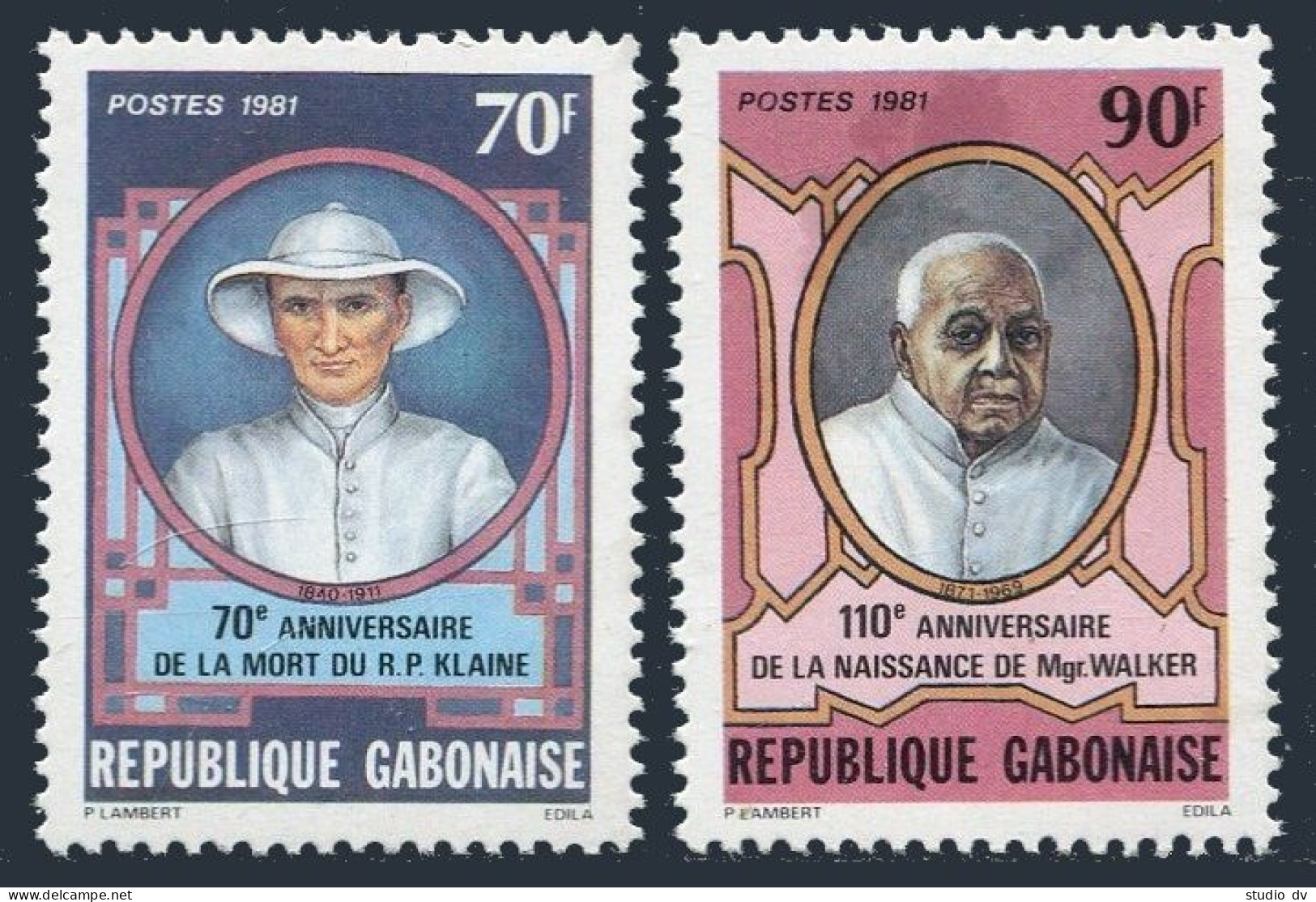 Gabon 475-476,MNH.Michel 795-796. R.P.Klaine,missionary,Archbishop Walker,1981. - Gabon