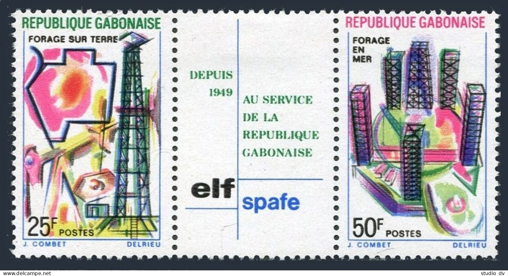 Gabon 250-251a,hinged.Michel 348-349. ELF-SPACE Oil Operations,20th Ann.1969.  - Gabon