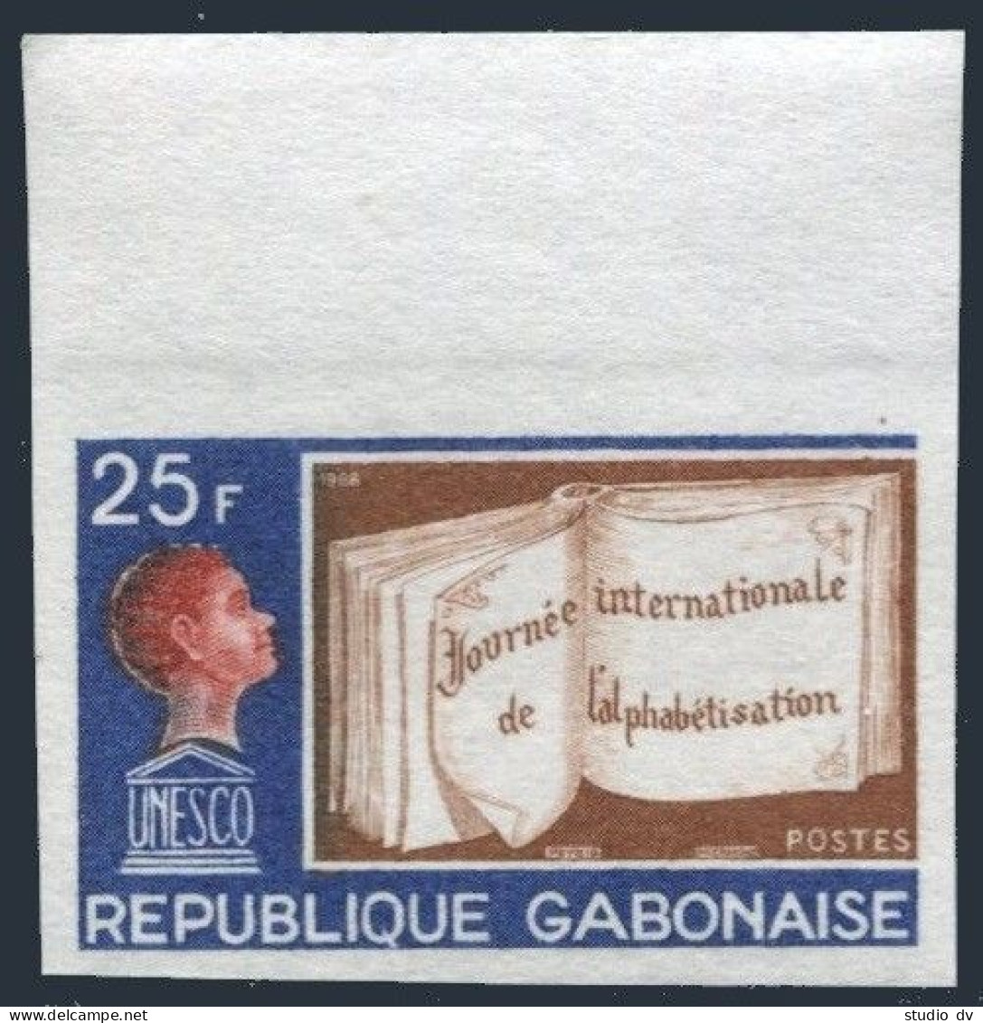 Gabon 231 Imperf,MNH.Michel 312B. Literacy Year ILY-1968.Open Book,child,UNESCO. - Gabun (1960-...)