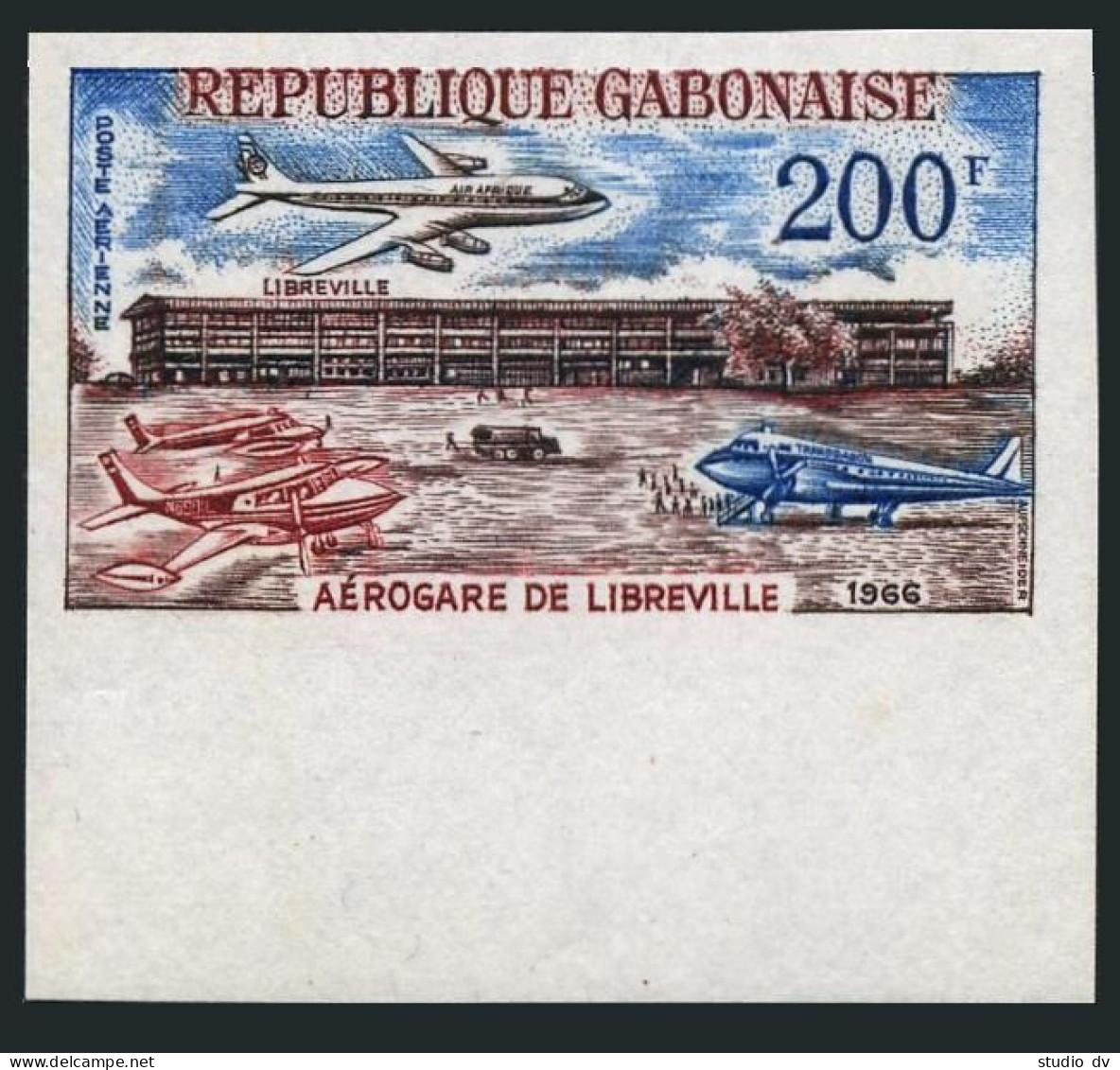 Gabon C49 Imperf,MNH.Mi 258B. Inauguration Of Libreville Airport,1966.Planes. - Gabon