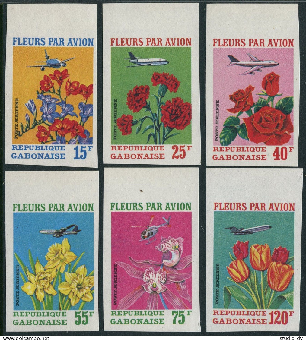 Gabon C109-C111 Imperf,MNH.Mi 425B-430B. Flowers By Air,1971.Carnations,Orchids, - Gabon